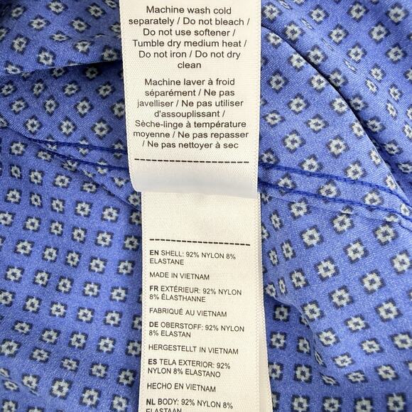 Untuckit Stanton Performance Shirt Men XL Tall Blue Printed Long Sleeves Stretch - Picture 11 of 15